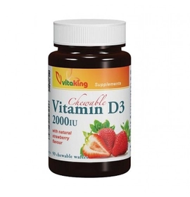 Vitaking D3-vitamin 2000NE rágótabletta eper ízben 90db