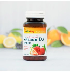 Vitaking D3-vitamin 2000NE rágótabletta eper ízben 210 db
