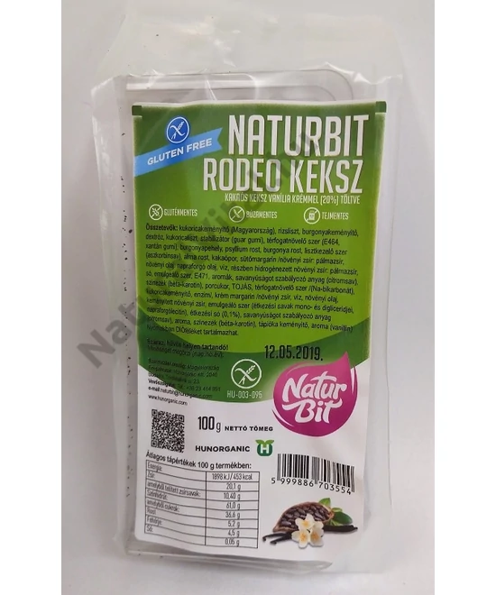 NATURBIT RODEO VANÍLIAKRÉMMEL TÖLTÖTT KAKAÓS KEKSZ 100 G