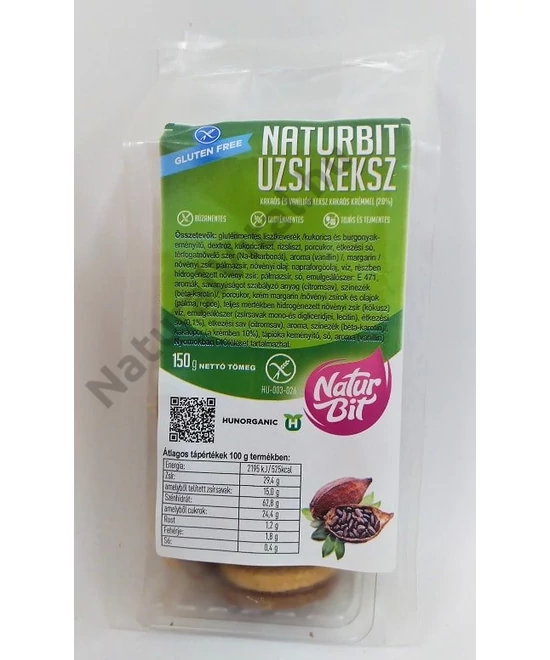 NATURBIT UZSI KEKSZ KAKAÓKRÉMES LINZER 150 G