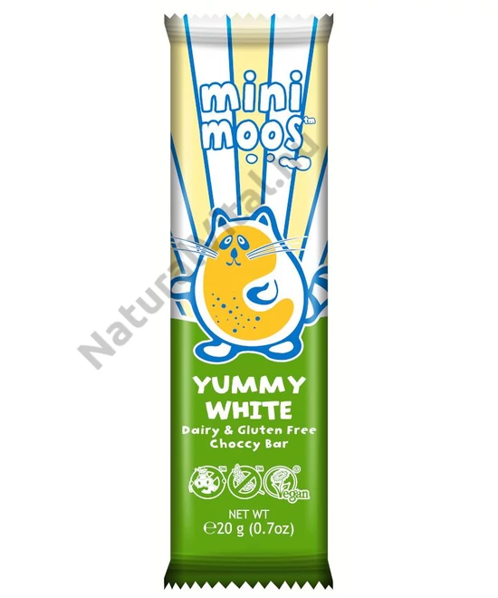 MOO FREE MINI MOOS FEHÉRCSOKIS TEJCSOKOLÁDÉ SZELET 20G