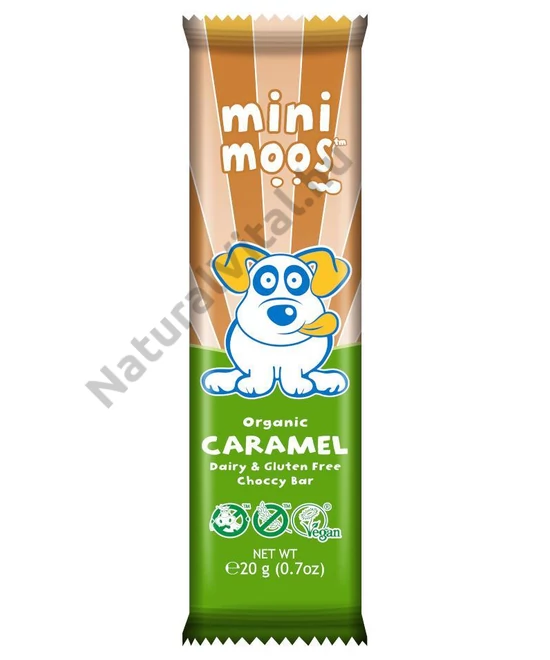 MOO FREE MINI MOOS TEJMENTES KARAMELLÁS TEJCSOKOLÁDÉ SZELET 20G