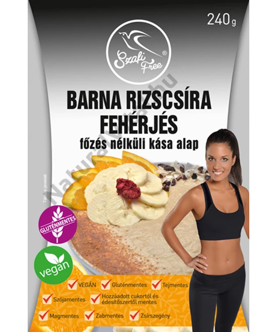 SZAFI FREE BARNA RIZSCSÍRA FEHÉRJÉS FŐZÉS NÉLKÜLI KÁSA ALAP 240G