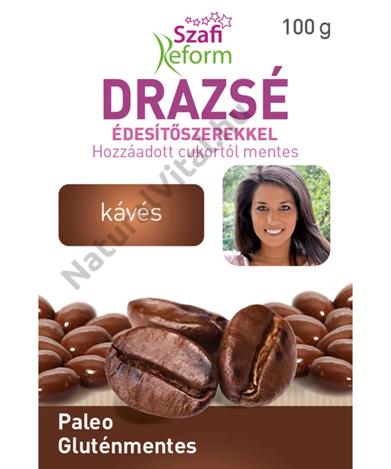 SZAFI REFORM KÁVÉS DRAZSÉ KAKAÓS BEVONATTAL, ÉDESÍTŐSZEREKKEL (GLUTÉNMENTES, PALEO) 200 G