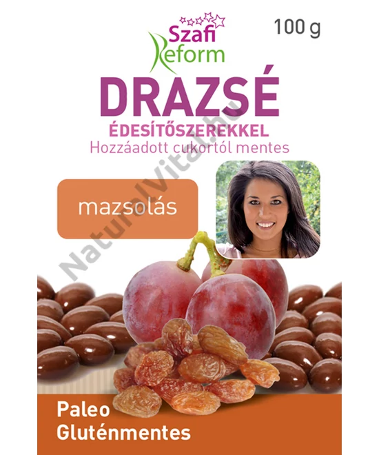 SZAFI REFORM MAZSOLÁS DRAZSÉ KAKAÓS BEVONATTAL, ÉDESÍTŐSZEREKKEL (GLUTÉNMENTES, PALEO) 200 G