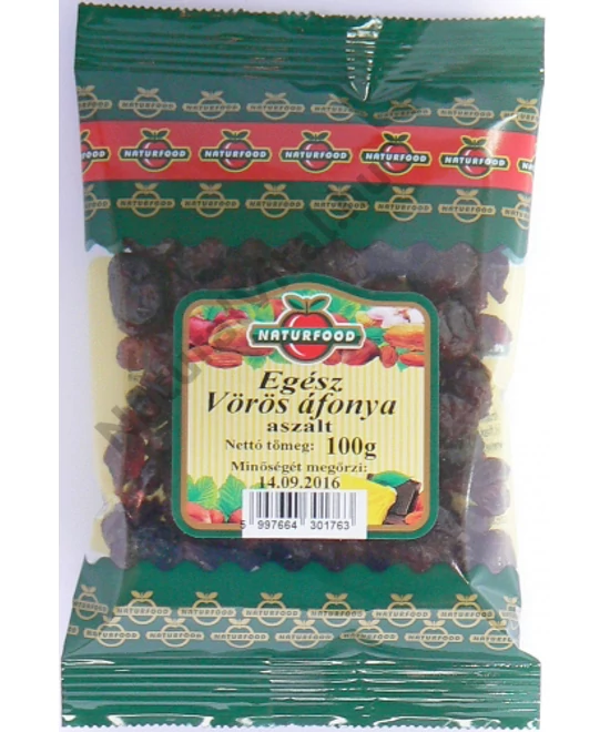 NATURFOOD ASZALT EGÉSZ VÖRÖSÁFONYA 100G