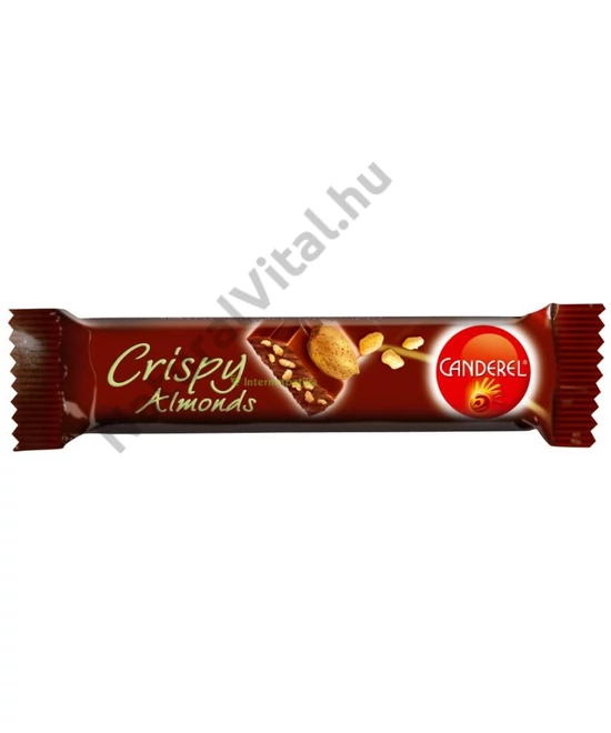 CANDEREL CRISPY ALMONDS TEJCSOKOLÁDÉ SZELET GABONA-MANDULA 27 G