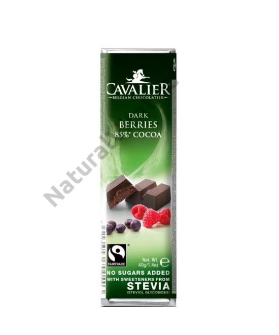 CAVALIER ÉTCSOKOLÁDÉ SZELET STEVIA BOGYÓS GYÜMÖLCS 40G