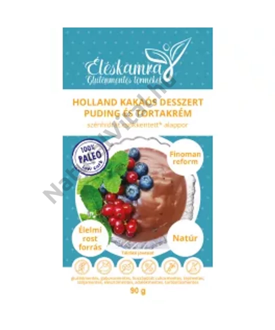 ÉLÉSKAMRA HOLLAND KAKAÓS DESSZERT PUDING ÉS TORTAKRÉM ALAPPOR SZÉNHIDRÁT CSÖKKENTETT 60 G (GLUTÉNMENTES, PALEO, CUKORMENTES)
