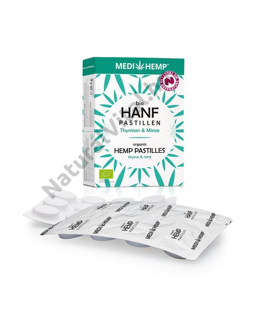 MEDI HEMP Bio Kender Pastilles Thyme & Mint, 24 db pasztilla