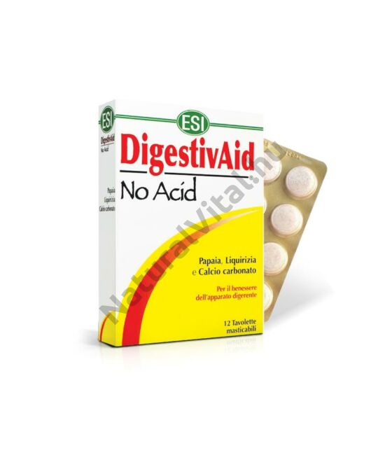 ESI® No Acid-Stop a savaknak!- Lúgosító-savlekötő szopogatós tabletta, gyomorégésre, puffadásra. 12x