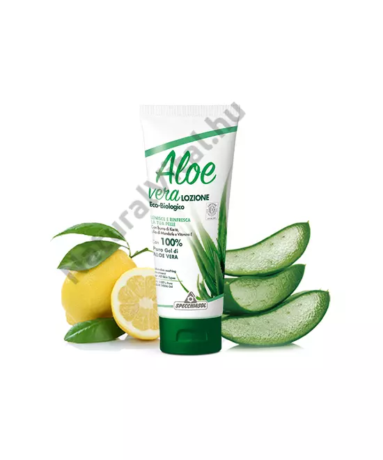 Specchiasol® Aloe vera feszesítő testápoló - Sheavaj, E-vitamin, mandula és citromolajjal.  ECOBIO minősítés 100%-os