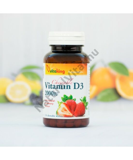 Vitaking D3-vitamin 2000NE rágótabletta eper ízben 210 db