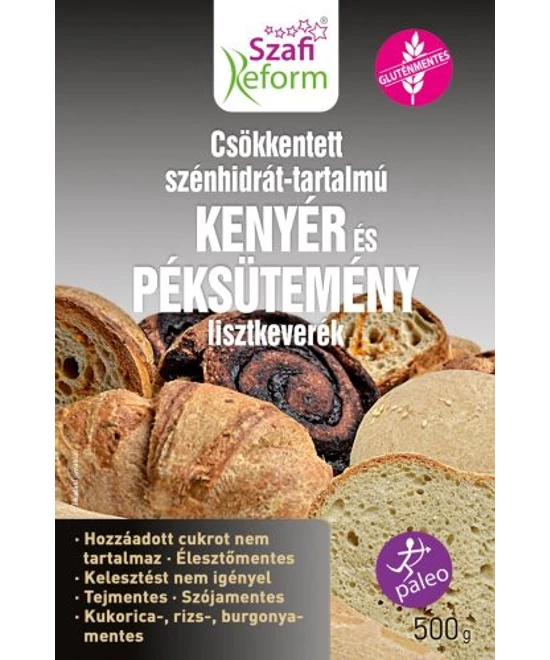 SZAFI REFORM CSÖKKENTETT SZÉNHIDRÁT-TARTALMU PALEO KENYÉR ÉS PÉKSÜTEMÉNY LISZTKEVERÉK 500G